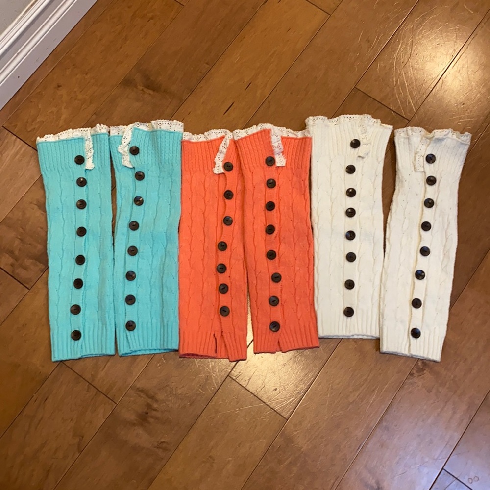 Set of three boot liner legwarmers